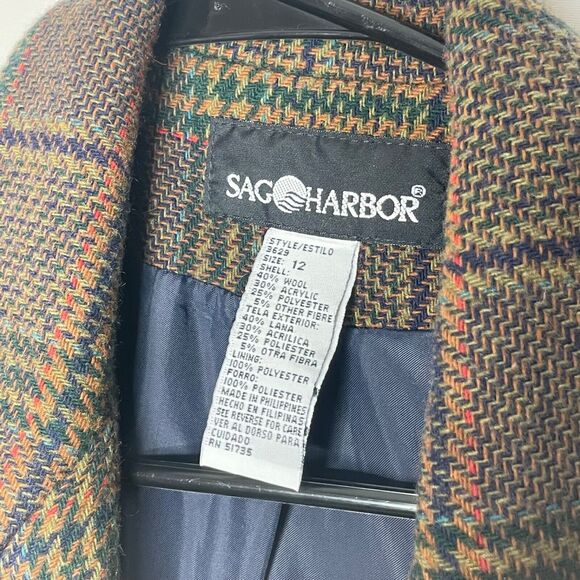 Vtg Wool Blend Plaid Blazer Jacket Sz 12 Academia Preppy Check Tweed 80s - Picture 4 of 9